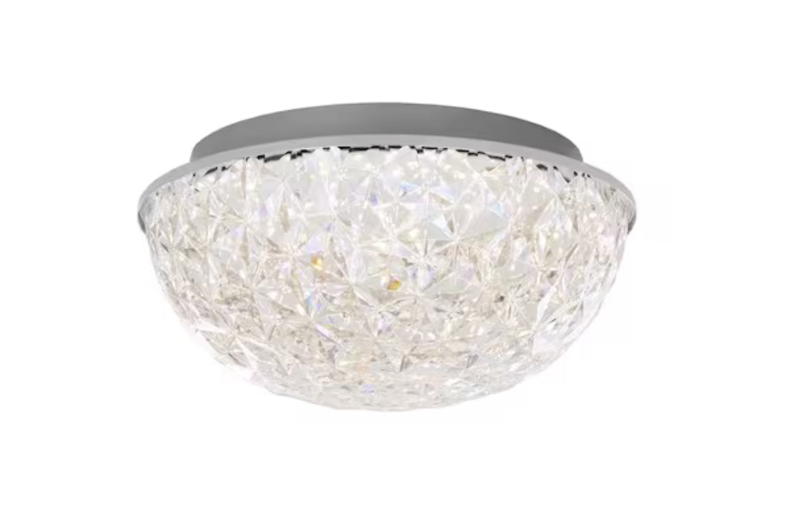 Ellis Place 12.25 in. Chrome LED Round Flush Mount, Modern Ceiling Light