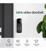 Battery or Wired - Smart Wi-Fi HD Video Doorbell Camera in Black