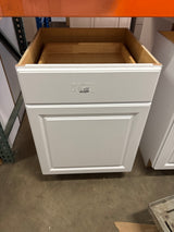 Hampton 24 in. W x 24 in. D x 34.5 in. H Assembled Base Kitchen Cabinet in Satin White with Drawer Glides