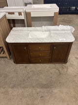 Collette 48 in W x 22 in D x 35 in H Single Sink Bath Vanity in Cinnamon Oak With White Carrara Marble Top