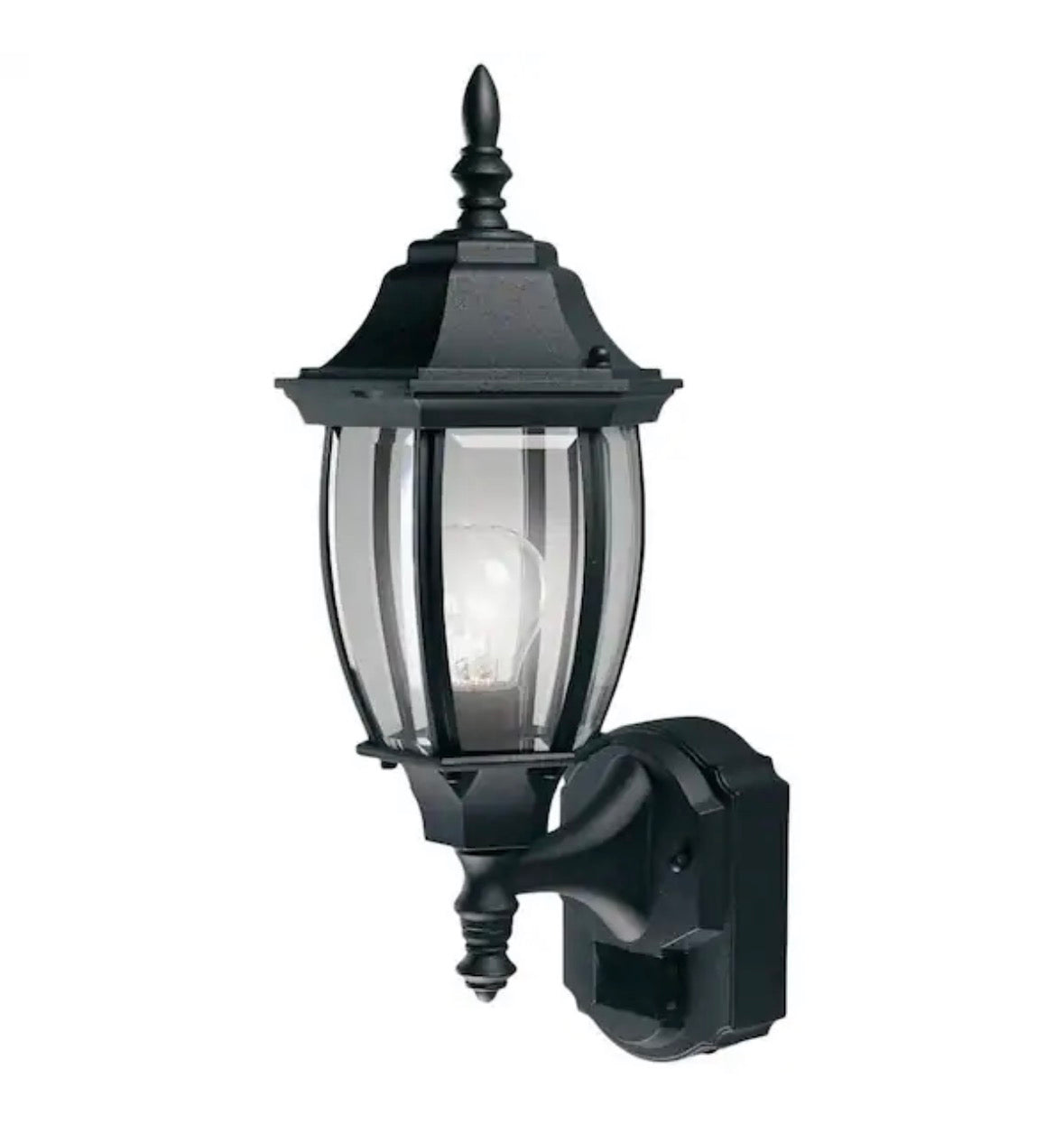 Alexandria 17.3 in. Black Farmhouse 180-Degree Motion Sensor Outdoor 1-Light Wall Sconce