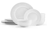 Maddy 12-Piece White Porcelain Dinnerware Set, Service for 4