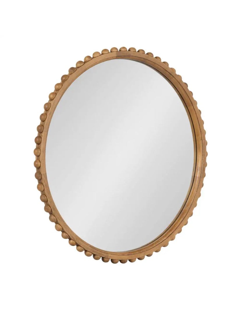 Beadbrook Rustic Brown 24 in. W x 24 in. H Round Wood Framed Mirror
