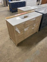 Hanna 48 in. W x 19 in. D x 34 in. H Single Sink Bath Vanity in Weathered Tan with cracked White Engineered Stone Top