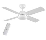 Letta 42 in. LED Indoor Matte White Downrod Mount Ceiling Fan with DC Motor and Remote Included