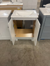 24 in. W x 19 in. D x 33 in. H Single Sink Freestanding Bath Vanity in Pearl Gray with White Cultured Marble Top