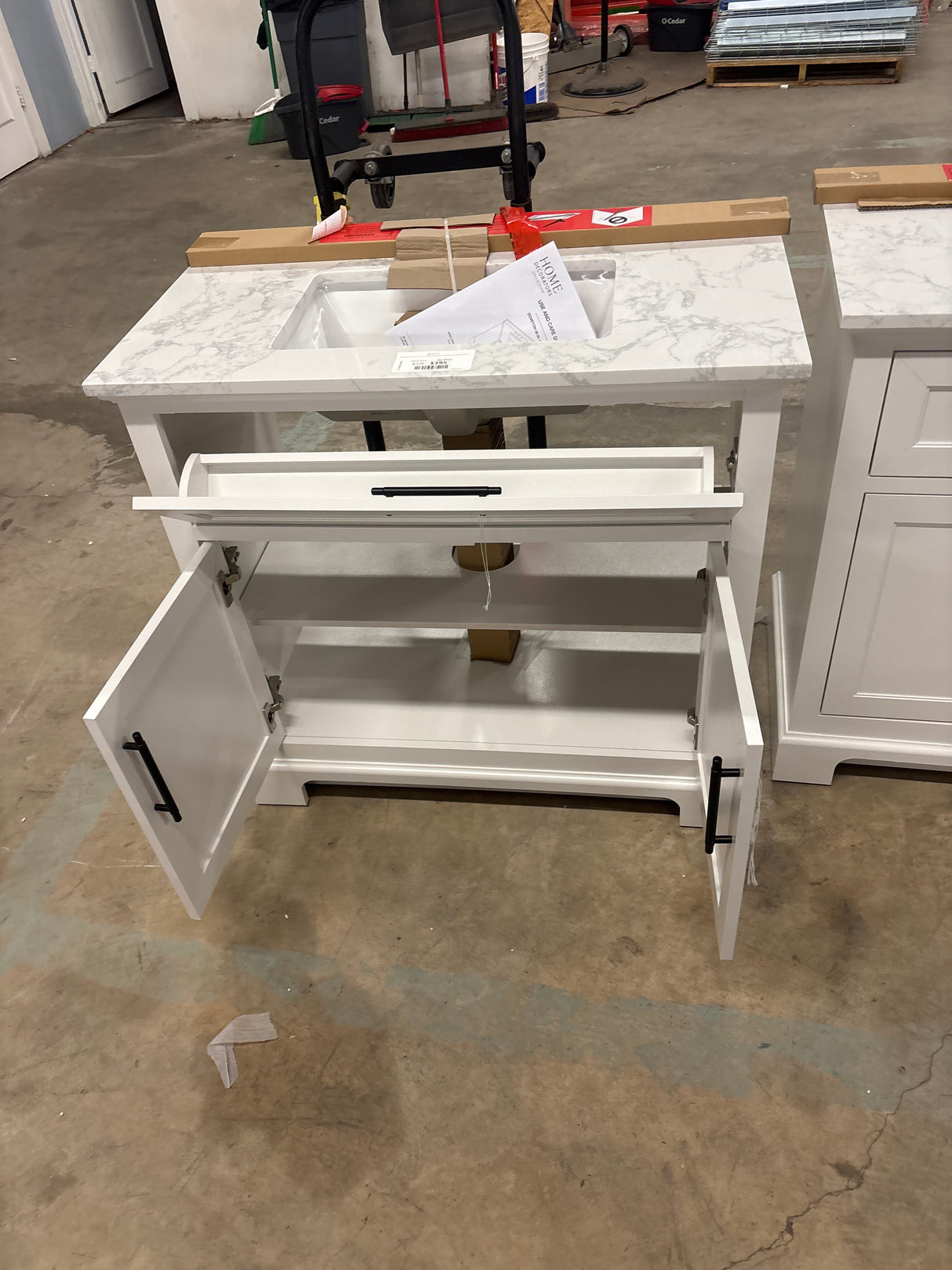 Doveton 36 in. W x 19 in. D x 34.5 in. H Single Sink Bath Vanity in White with White Engineered Stone Top