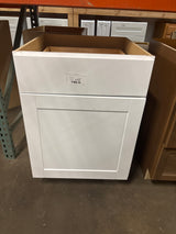 Shaker Satin White Stock Assembled Base Kitchen Cabinet with Ball-Bearing Drawer Glides (24 in. x 34.5 in. x 24 in.)