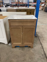 Lyton 25 in. Single Sink Sand Bath Vanity with White Cultured Marble Top (Assembled)