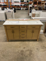 Bellington 60 in. W x 22 in. D x 34.5 in. H Bath Vanity in Almond Toffee with White Engineered Stone Top