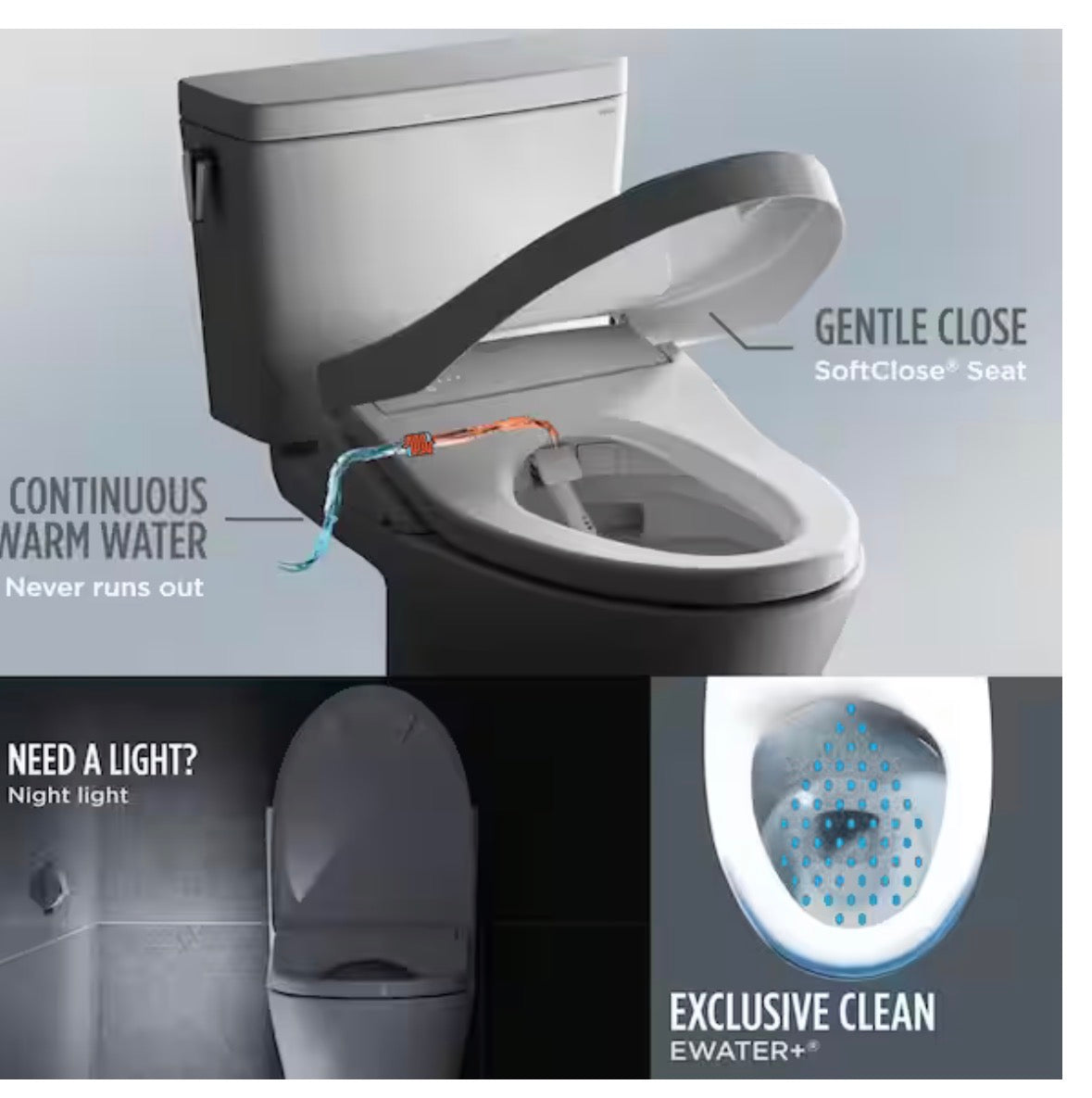 S7 WASHLET+ Elongated Electric Bidet Seat for T40 WASHLET+ Toilet with Contemporary Lid and EWater+ in Cotton White