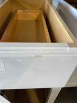 Shaker Satin White Stock Assembled Base Kitchen Cabinet with Ball-Bearing Drawer Glides (12 in. x 34.5 in. x 24 in.)