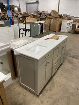 Marcote 60 in W x 20 in D x 35 in H Double Sink Bath Vanity in Greige With Engineered Volakas Marble Vanity Top