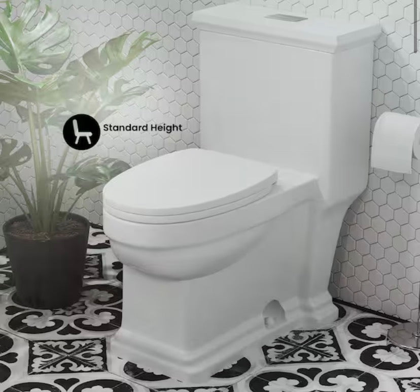 Voltaire 1-Piece 12 in. Rough-in 1.1/1.6 GPF Dual Top Flush Elongated Toilet in Glossy White