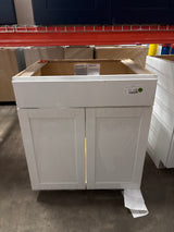 Westfield Feather White Shaker Stock Sink Base Kitchen Cabinet (30 in. W x 23.75 in. D x 35 in. H)
