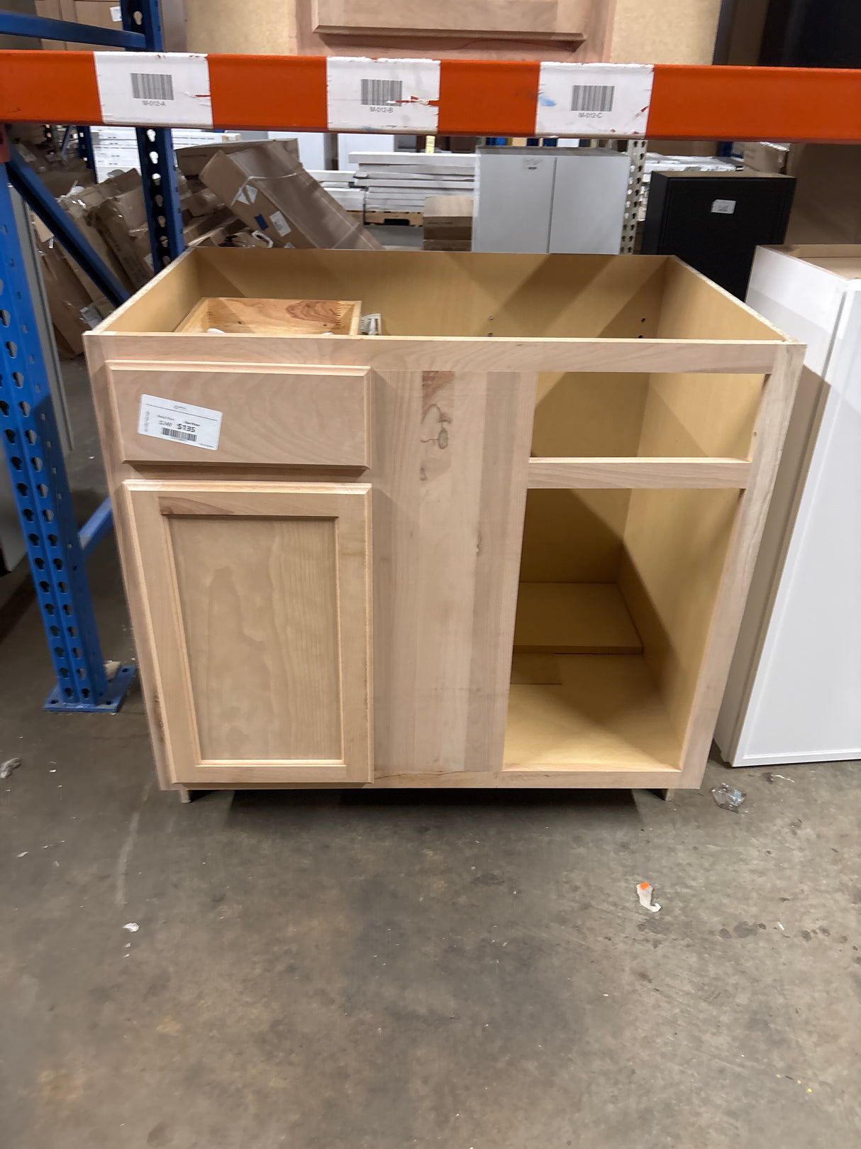36 in. W x 24 in. D x 34.5 in. H Assembled Blind Corner Base Kitchen Cabinet in Unfinished with Recessed Panel