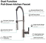 Modern Spring Neck Faucet with Pull-Down Sprayer