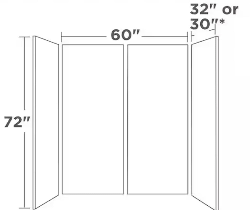 Passage 60 in. W x 72 in. H 4-Piece Glue-Up Composite Alcove Shower Wall Surround in Gray Timber