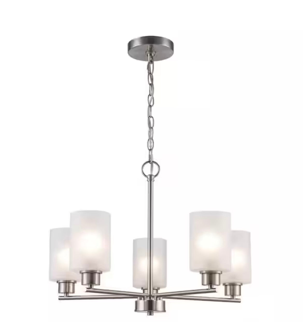 5-Light Brushed Nickel Chandelier Light Fixture with Frosted Glass Shades