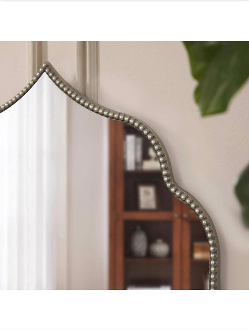 Medium Ornate Arched Champagne Classic Accent Mirror (35 in. H x 24 in. W)