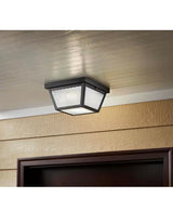 2-Light Matte Black Outdoor Ceiling Light Flush Mount Light