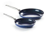 2-Piece Aluminum Ceramic Nonstick Frying Pan Set in Blue