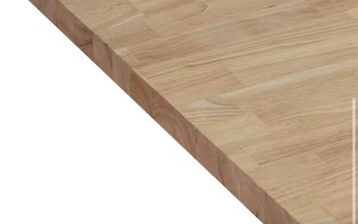 10 ft L x 25 in. D x 1.5 in H Unfinished Hevea Butcher Block