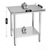 NSF Stainless Steel Kitchen Prep Table 24 x 30 x 34 in. Heavy Duty Metal Worktable with Adjustable Shelf