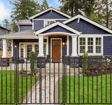 3 Rail Large No Dig Heritage 4 ft. x 4 ft. Black Steel Flat Top Pre-Assembled Metal Gate