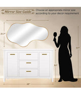 22 in. W x 36 in. H Irregular Gold Aluminum Alloy Framed Asymmetrical Wall Mirror