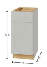 Avondale Shaker Dove Gray Ready to Assemble Plywood 15 in Base Cabinet (15 in W x 24 in D x 34.5 in H)