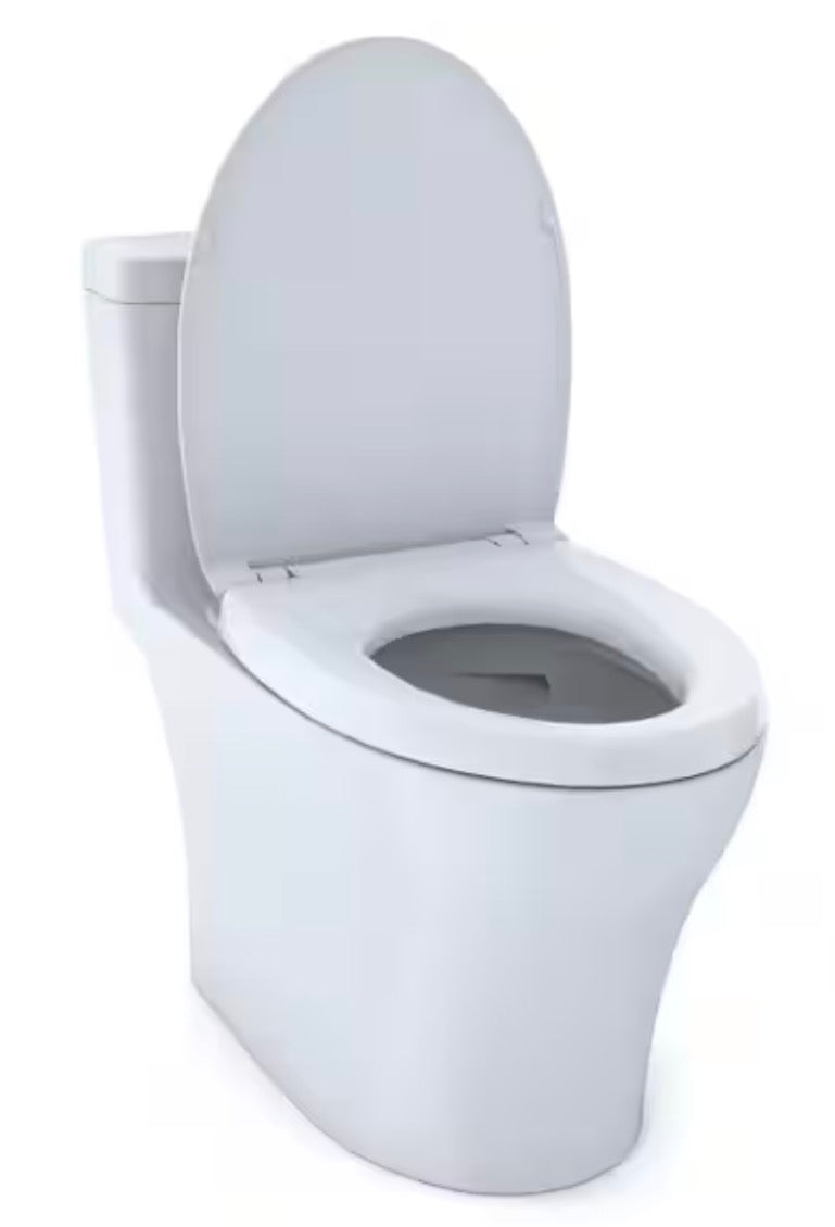 Aquia IV 12 in. Rough In One-Piece 0.8/1.28 GPF Dual Flush Elongated Toilet in Cotton White, SoftClose Seat Included