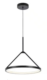 Townly 35-Watt 1-Light Satin Black Bowl Integrated LED Pendant Light with Open Metal Ring Shade