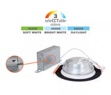 LTB 6 in. Selectable CCT (3000K-5000K) Integrated LED, White Recessed Light, Dimmable Retrofit Trim