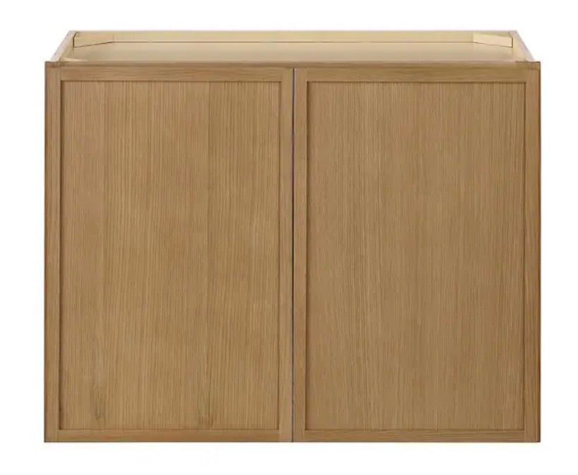 Leyton 30 in. W x 15 in. D x 24 in. H Ready to Assemble Plywood Slim Shaker Wall Bridge Kitchen Cabinet in White Oak