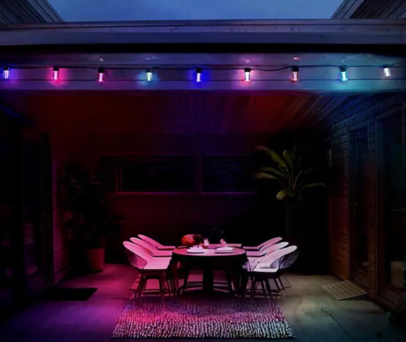 12-Light 24 ft. Outdoor Plug-In RGB Integrated LED Smart Wi-Fi String Light, Works with Alexa/Hey Google/HomeKit/Siri