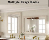 30 in. W x 40 in. H Rectangular Classic Light Beige Wooden Framed Bathroom Vanity Mirror Wall Mirror