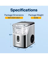 8. 7 in. 33 lbs. Countertop Nugget/Pebble Ice Maker with Self-Cleaning in Silver