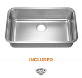 Builder 30 in. Undermount Single Bowl 18 Gauge Stainless Steel Kitchen Sink with Strainer