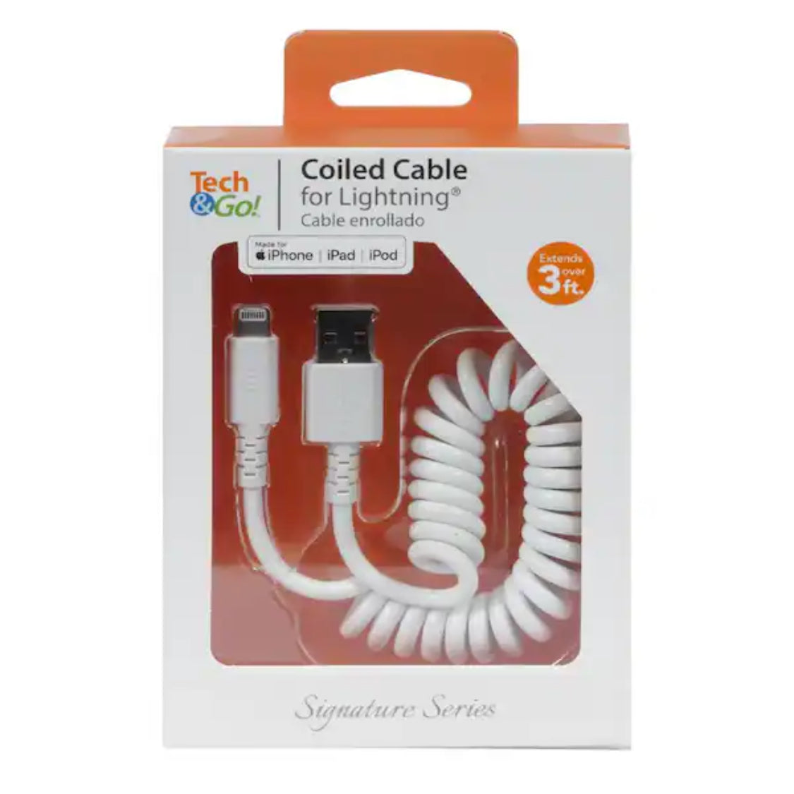 3ft. White Coiled Cable for Lightning