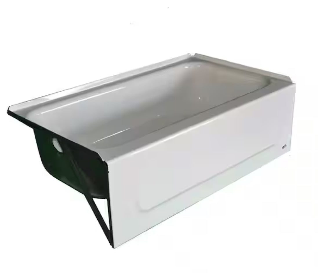 Kona 54 in. Left Drain Rectangular Alcove Soaking Bathtub in White