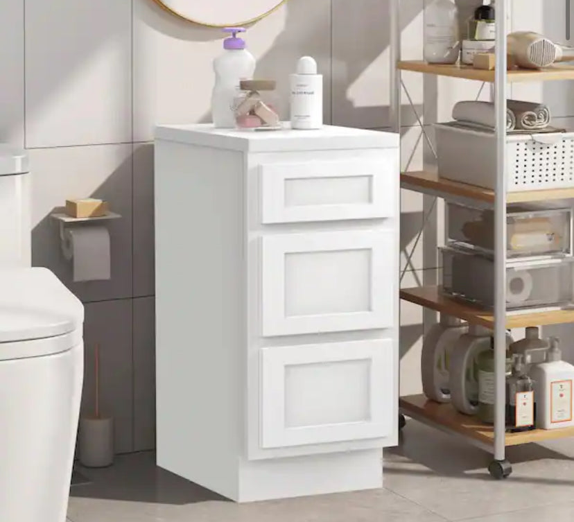 15 in. W x 21 in. D x 32.5 in. H 3-Drawers Bath Vanity Cabinet Only in White