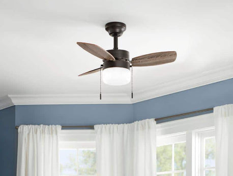 Triplicity 30 in. Indoor LED Matte Black Ceiling Fan with Light