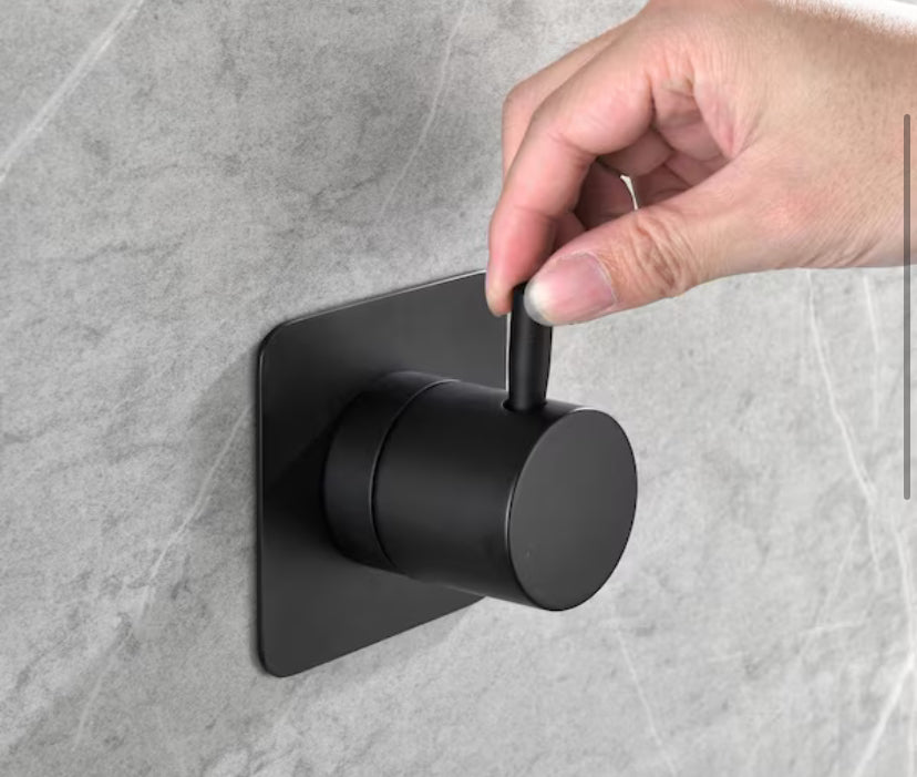 Set of 1 3/4" Cast Metal Master Shower Volume Control Handle Valve Body, Matte Black