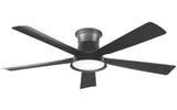 Hawkspur 52 in. Indoor/Outdoor Matte Black Low Profile Ceiling Fan with Adjustable White LED with Remote Included