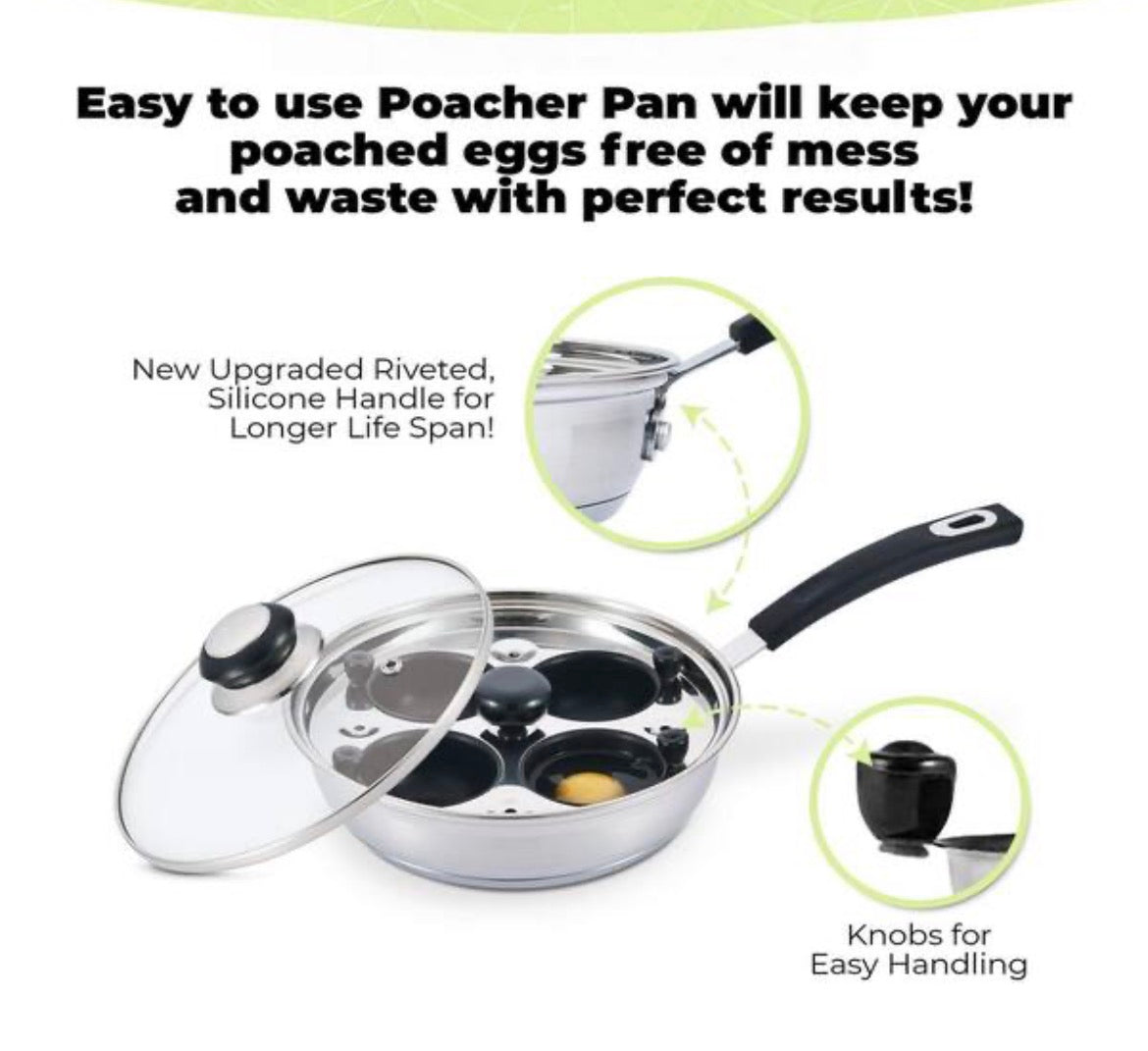 8.5 in. Stainless Steel Egg Poacher Specialty Tool with Poached Egg Maker, Spatula for Making Poached Eggs, Kitchen