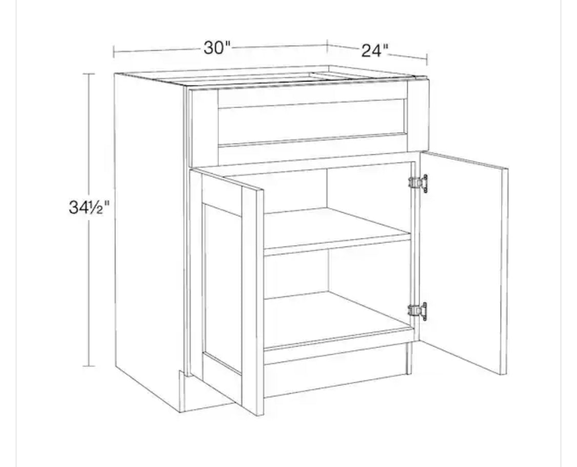 Richmond Vesuvius Gray Plywood Shaker Ready to Assemble Base Kitchen Cabinet Soft Close 30 in W x 24 in D x 34.5 in H