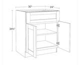 Richmond Vesuvius Gray Plywood Shaker Ready to Assemble Base Kitchen Cabinet Soft Close 30 in W x 24 in D x 34.5 in H