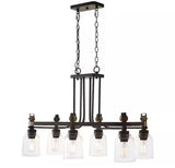 Knollwood 32 in. 6-Light Black Bronze with Brass Accents Industrial Round Chandelier for Kitchens Bulbs Included