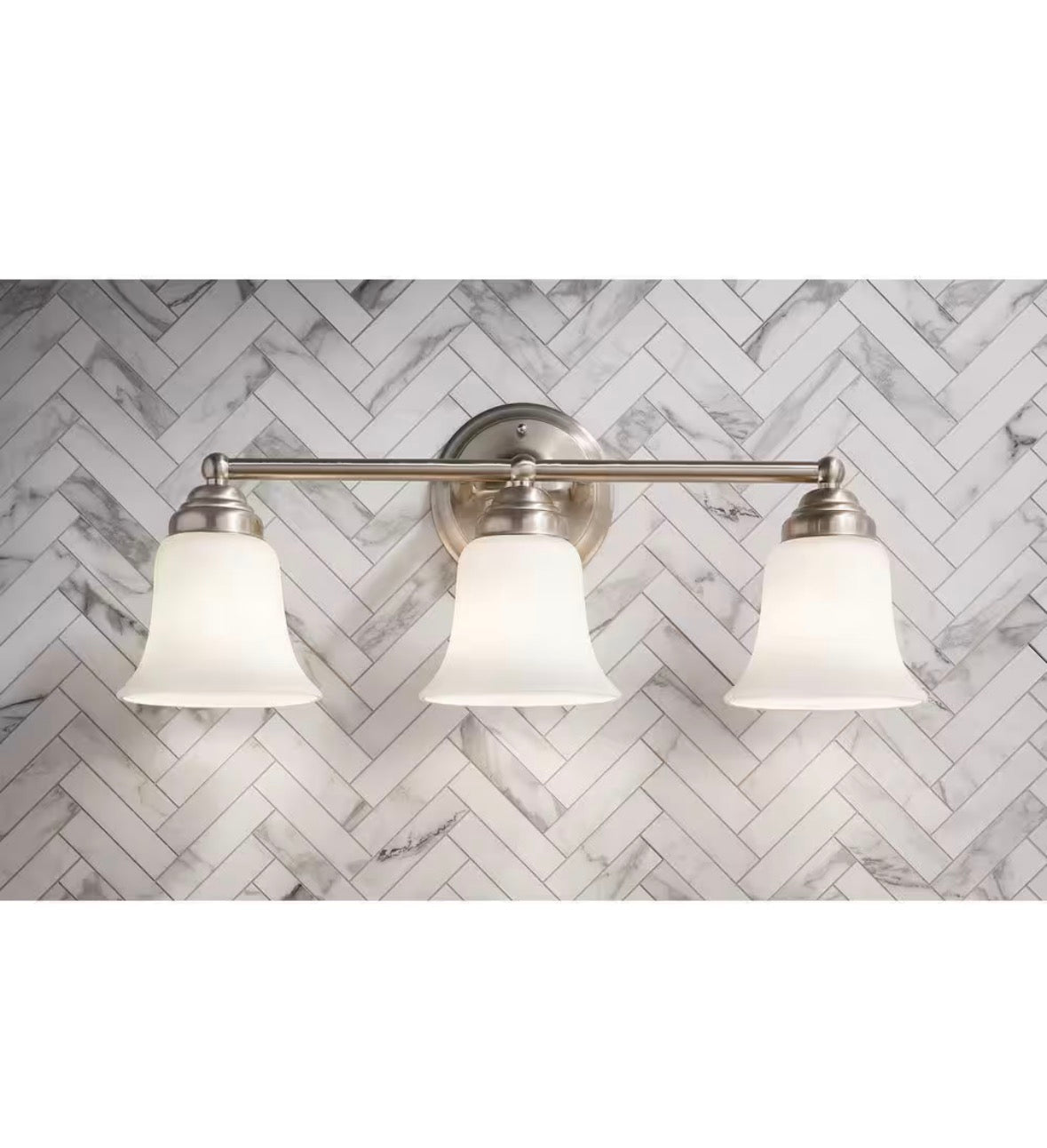 Ashhurst 3-Light Brushed Nickel Classic Traditional Bathroom Vanity Light with Frosted Glass Shades
